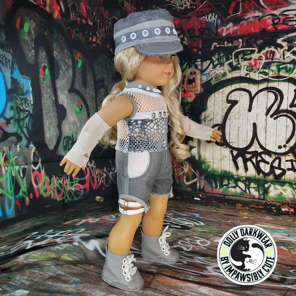 ☯Dolly Darkwear by Impawsibly Cute- Gray Industrial Streetwear